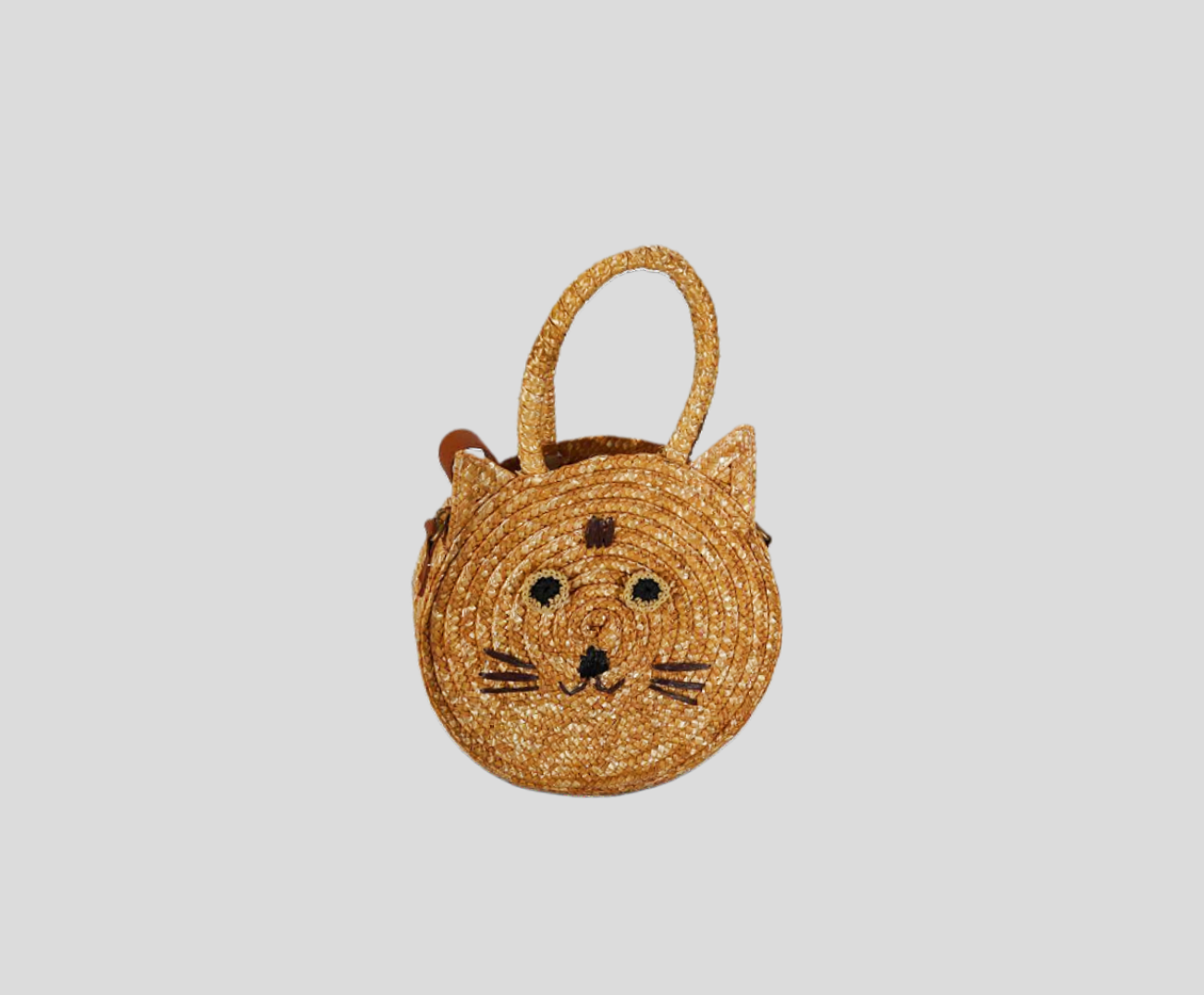 Kids Wheat Straw Braid Bag With Animal Embroidery
